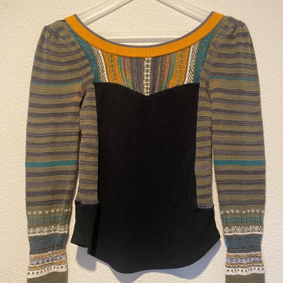 Free People XS Sweet Gal Thermal Boho Long Sleeve Top‎ Sweater - Picture 3 of 5
